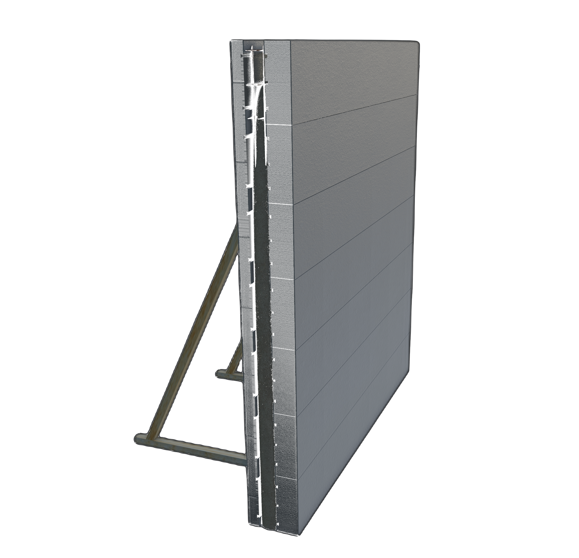 Secțiune perete Polistibrick — fibrociment, PSE, beton armat